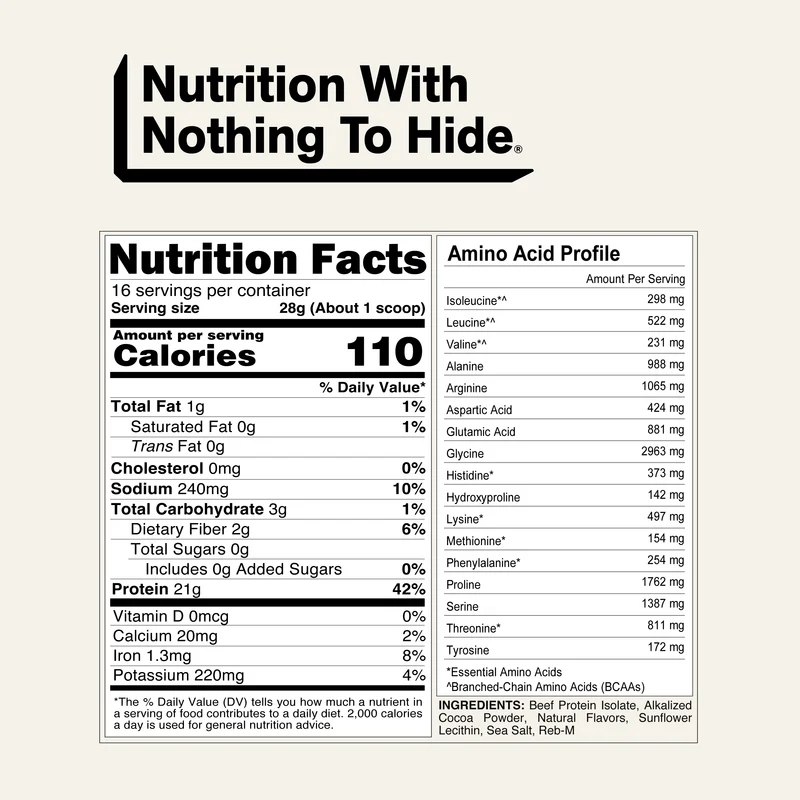 Chocolate Beef Protein Powder | Naked Chocolate Beef Protein - 1.2LB