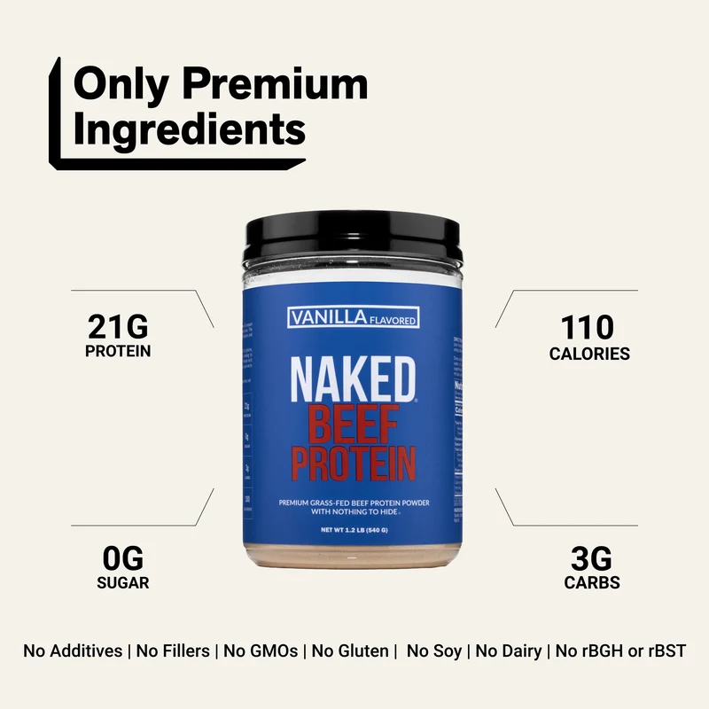 Vanilla Beef Protein Powder | Naked Vanilla Beef Protein - 1.2LB