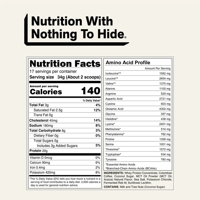 Hazelnut Latte Protein Iced Coffee | Naked Protein Coffee - 17 Servings