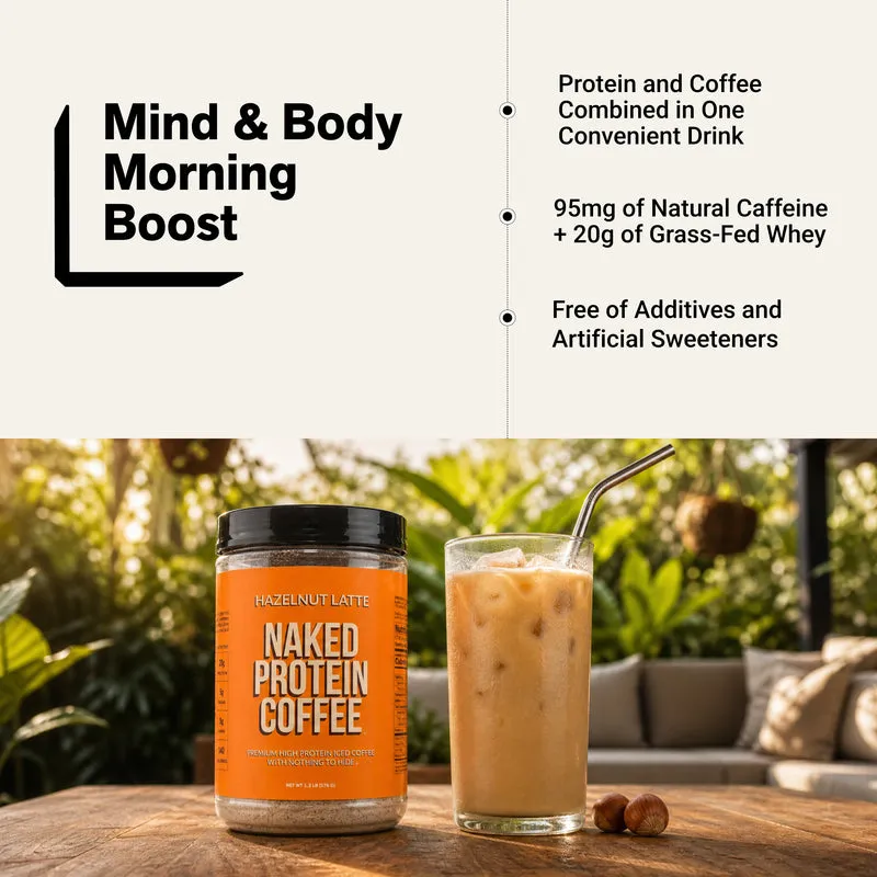 Hazelnut Latte Protein Iced Coffee | Naked Protein Coffee - 17 Servings