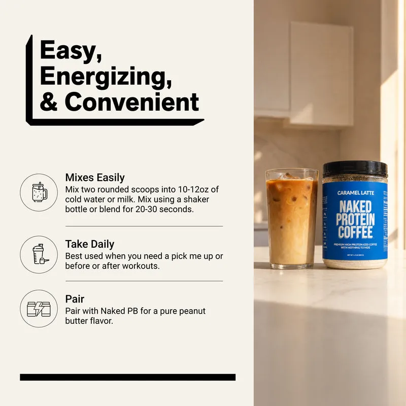 Caramel Latte Protein Iced Coffee | Naked Protein Coffee - 17 Servings