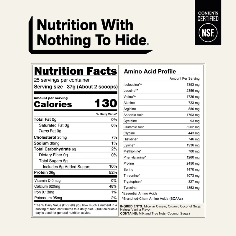 Vanilla Casein Protein Powder | Naked Vanilla Casein - 2LB
