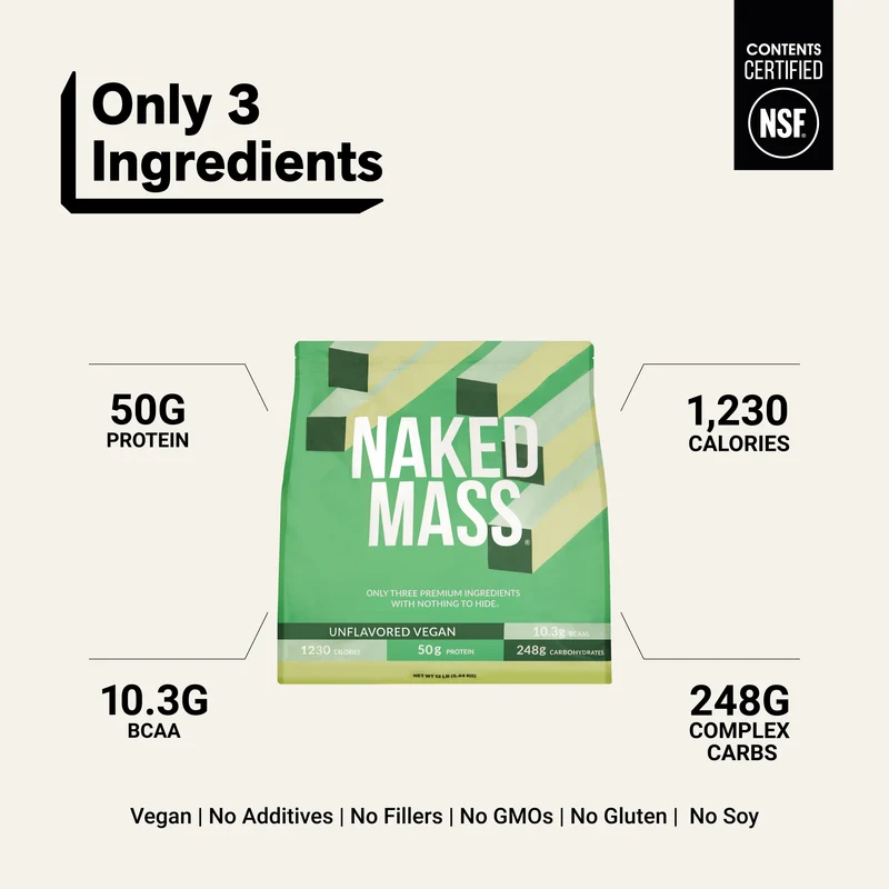 Vegan Mass Gainer Supplement | Naked Vegan Mass - 12LB