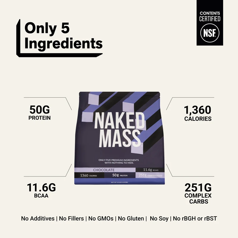 Chocolate Mass Gainer Protein Supplement | Naked Chocolate Mass - 12LB