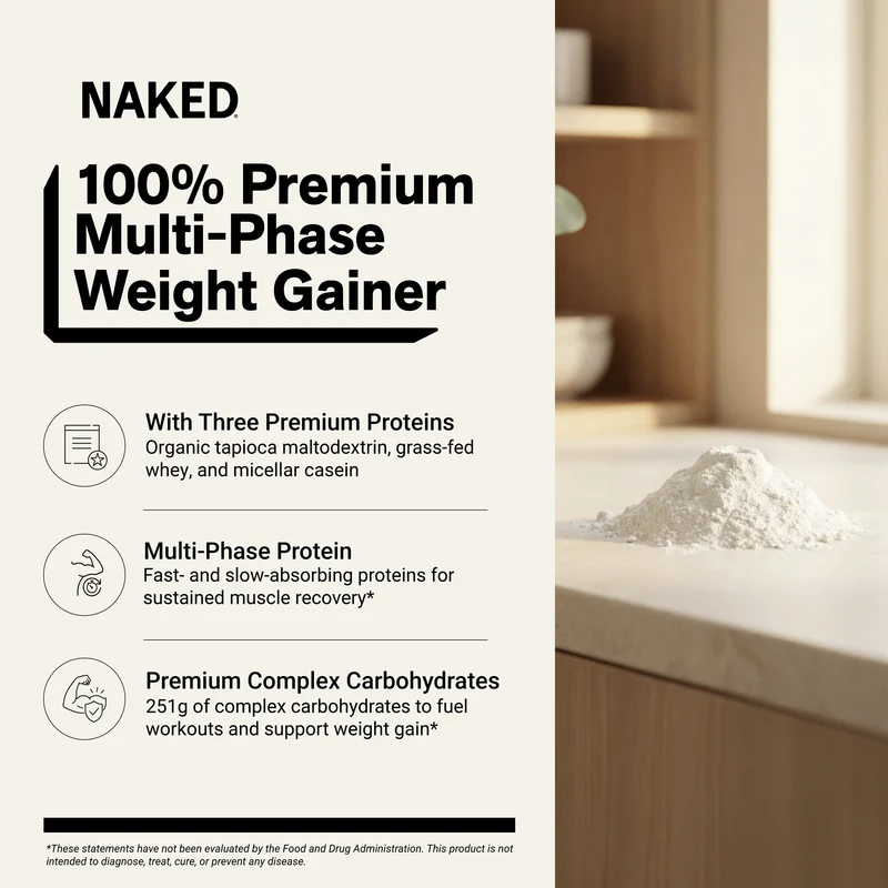 Vanilla Mass Gainer Protein Supplement | Naked Vanilla Mass - 12LB