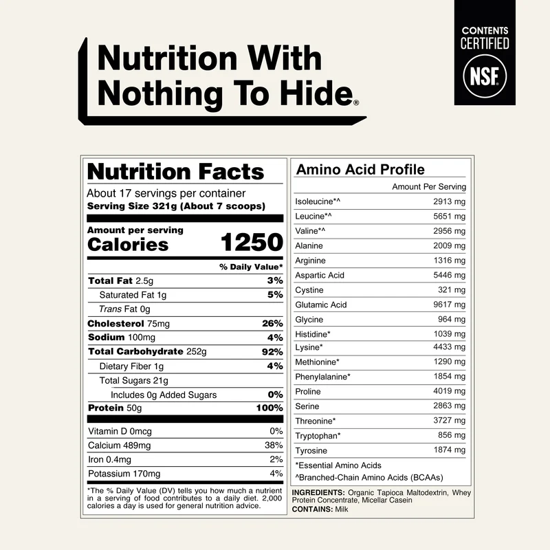 Mass Gainer Protein Supplement | Naked Mass - 12LB