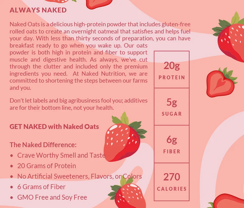 Strawberry Cream Protein Oats | Naked Oats