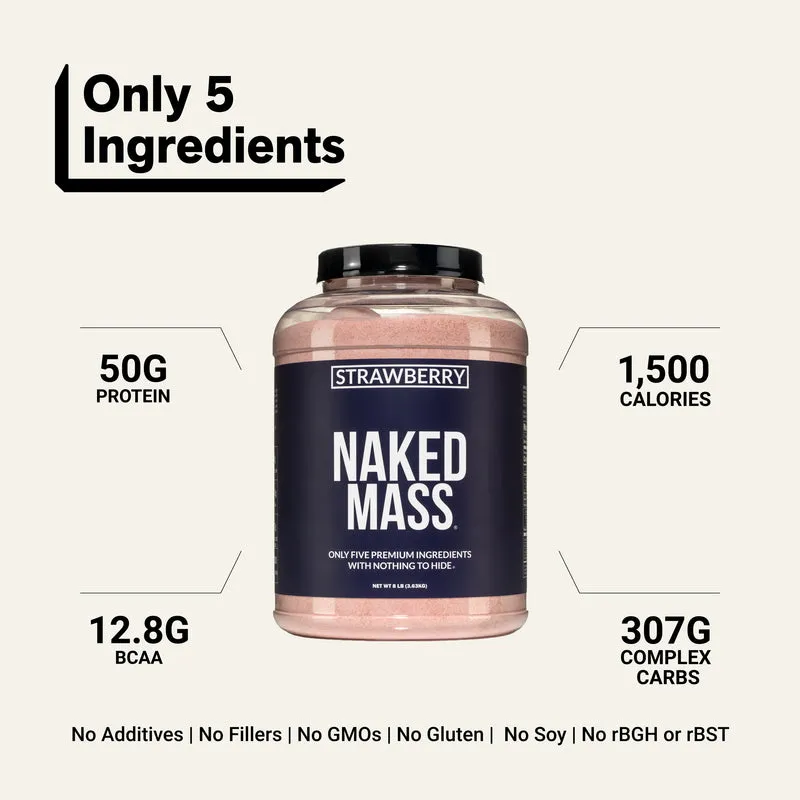 Strawberry Mass Gainer Protein Supplement | Naked Mass - 8LB