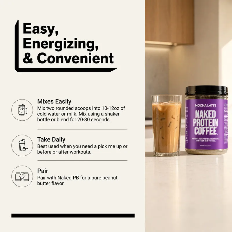 Mocha Latte Protein Iced Coffee | Naked Protein Coffee - 17 Servings