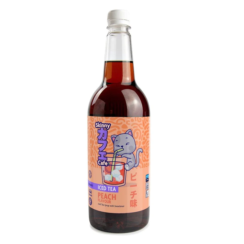 Sirop pour thé glacé Skinny Caffe saveur pêche sans sucre - 1 litre