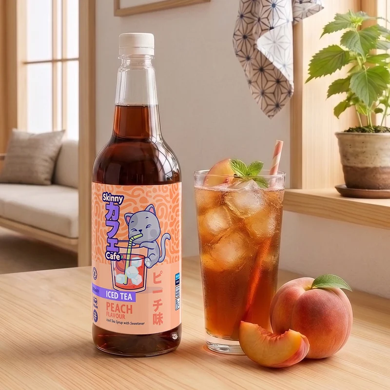 Sirop pour thé glacé Skinny Caffe saveur pêche sans sucre - 1 litre