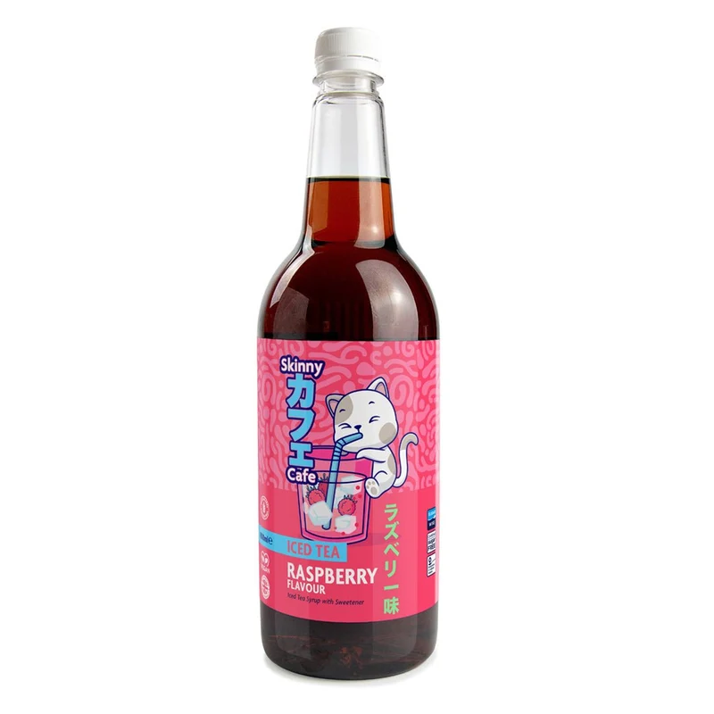 Sirop pour thé glacé Skinny Caffe saveur limonade framboise sans sucre - 1 litre
