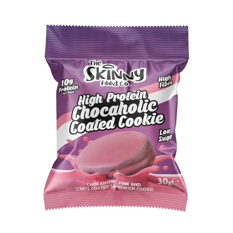(Liquidation, À consommer de préférence avant juillet 2026) Biscuit léger protéiné enrobé de chocolat et saveur fraise