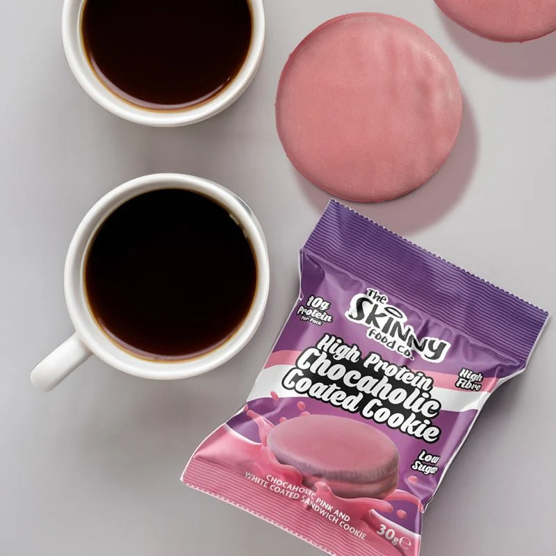 (Liquidation, À consommer de préférence avant juillet 2026) Biscuit léger protéiné enrobé de chocolat et saveur fraise