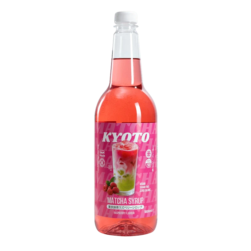 Sirop de matcha à la framboise de Kyoto - Faible en calories et sans sucre - 1 litre
