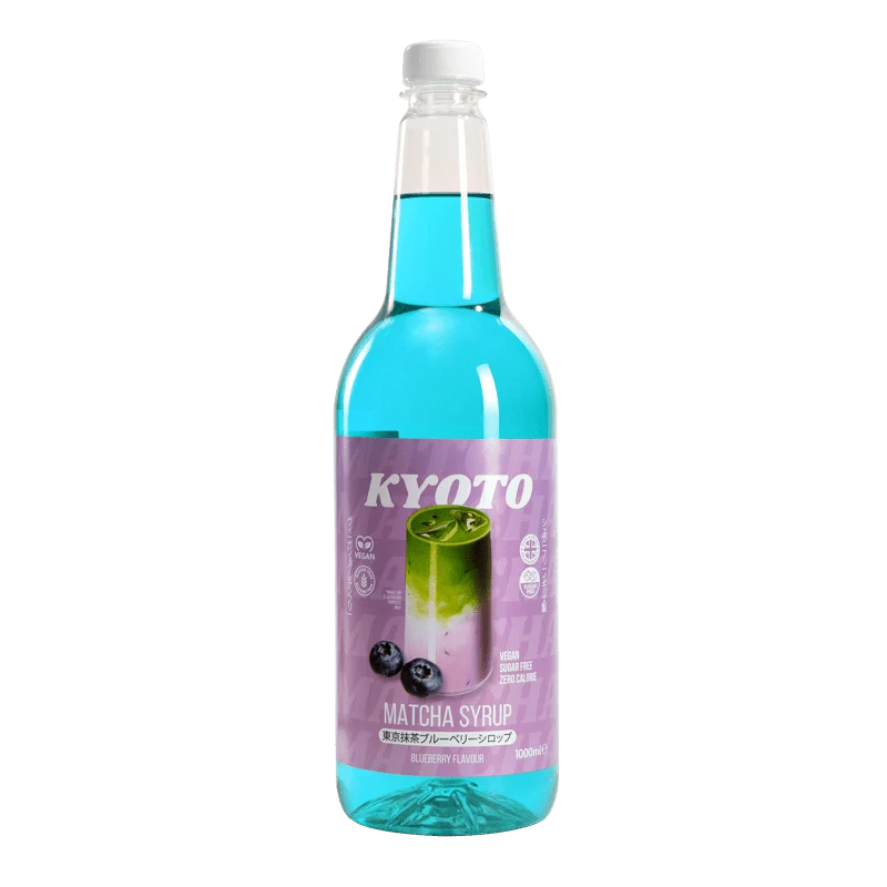 Sirop de matcha aux myrtilles de Kyoto - Faible en calories et sans sucre - 1 litre