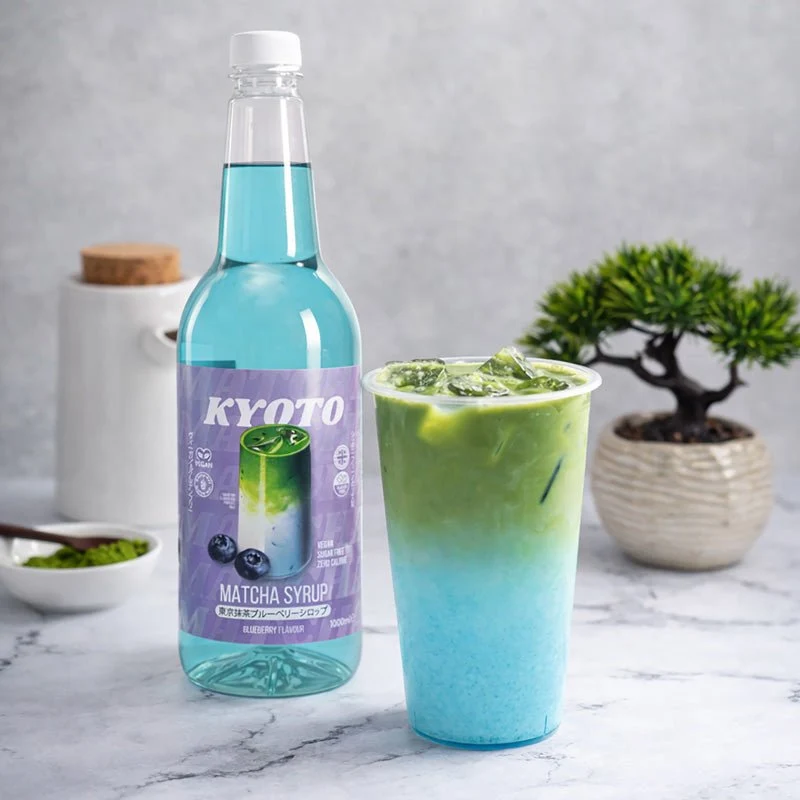 Sirop de matcha aux myrtilles de Kyoto - Faible en calories et sans sucre - 1 litre
