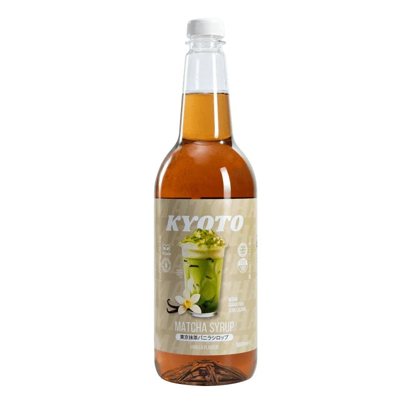 Sirop de matcha à la vanille de Kyoto - Faible en calories et sans sucre - 1 litre