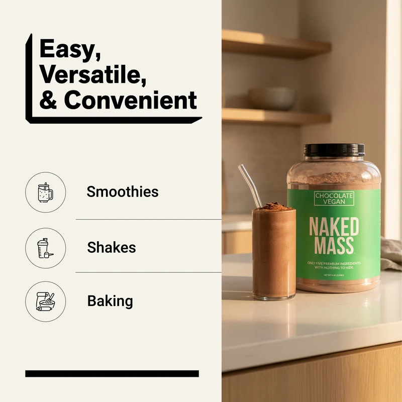 Chocolate Vegan Mass Gainer Supplement | Naked Vegan Mass - 8LB