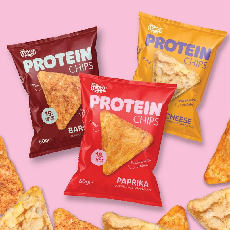 Pack mixte de chips protéinées Skinny (2 par saveur) 6 x 60 g (18-19 g de protéines par paquet)