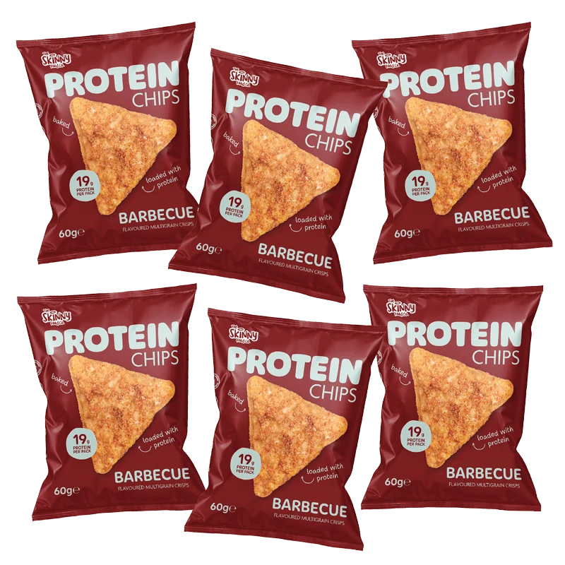 Chips protéinées maigres saveur barbecue, lot de 6 x 60 g (19 g de protéines par paquet)