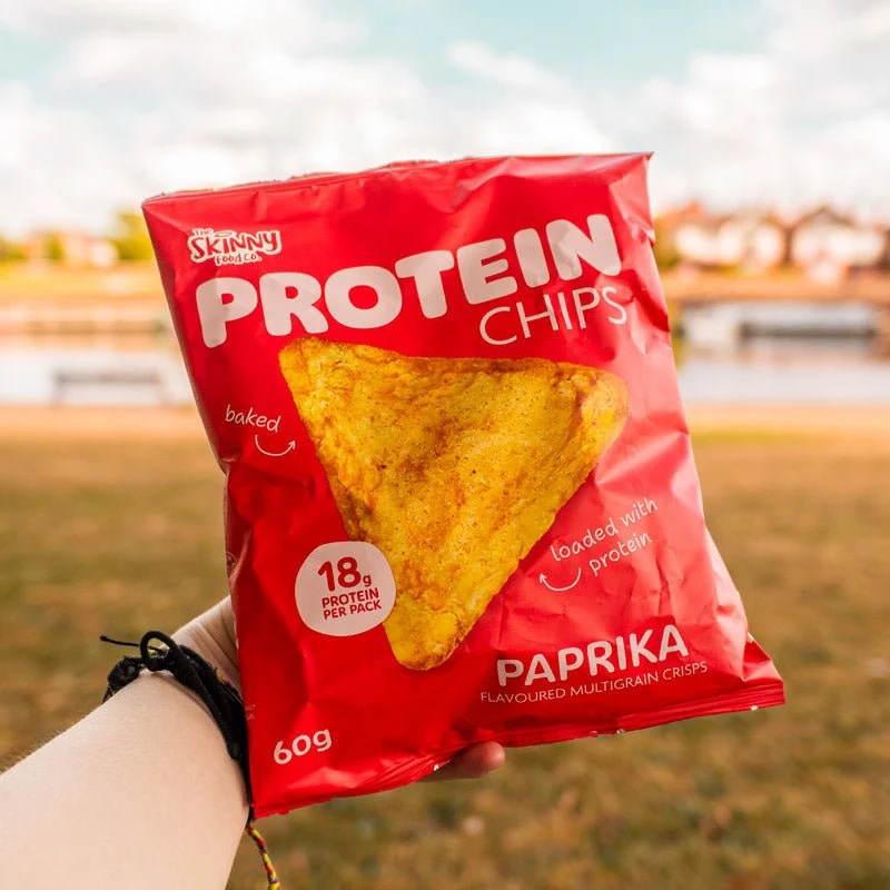 Chips protéinées maigres saveur paprika, lot de 6 x 60 g (18 g de protéines par paquet)