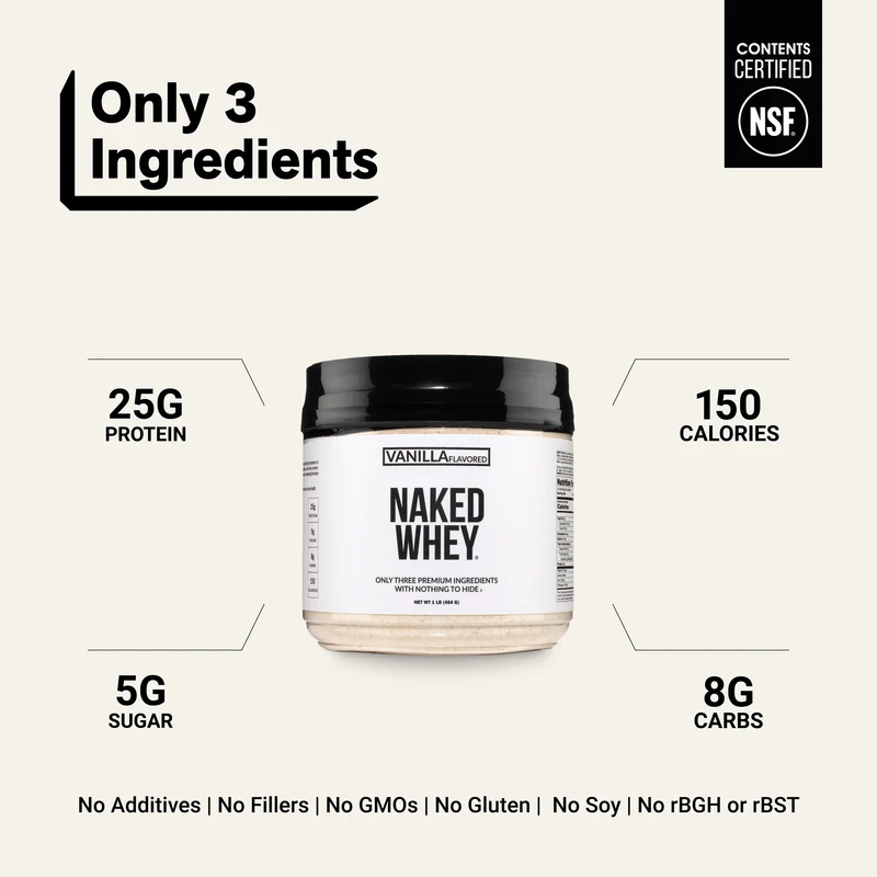Vanilla Whey Protein Powder 1lb | Naked Vanilla Whey - 1LB
