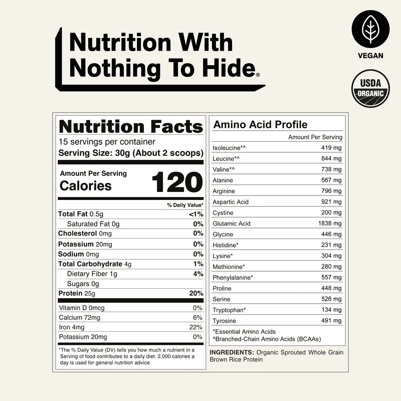 Organic Brown Rice Protein Powder 1lb | Naked Rice - 1lb