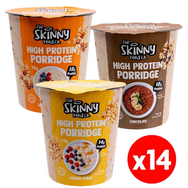 Porridge léger et riche en protéines en portions individuelles 14 x 70 g - 14 g de protéines (3 saveurs au choix)