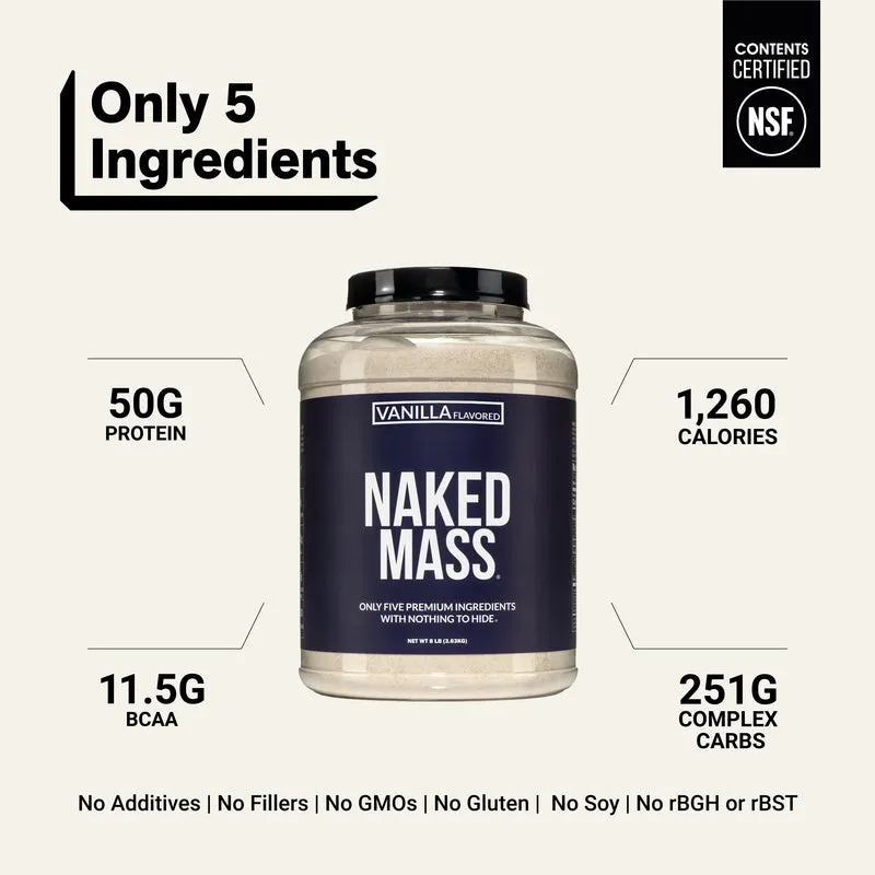 Vanilla Mass Gainer Protein Supplement | Naked Vanilla Mass - 8LB