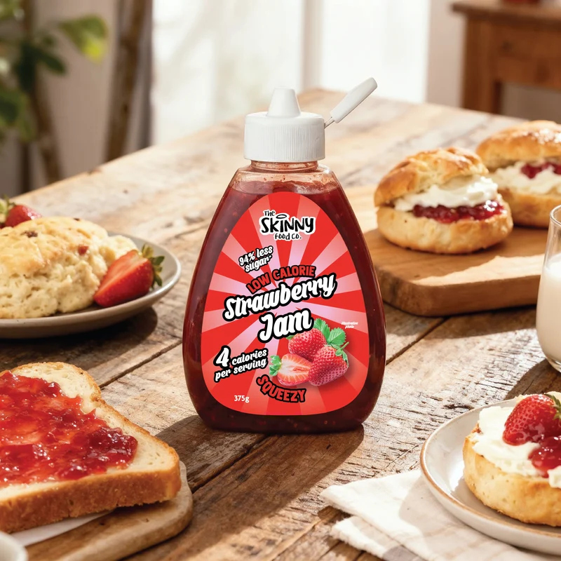 Confiture allégée à la fraise Skinny Squeezy, faible en sucre - 375 g