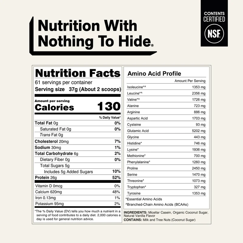 Vanilla Casein Protein Powder | Naked Vanilla Casein - 5LB