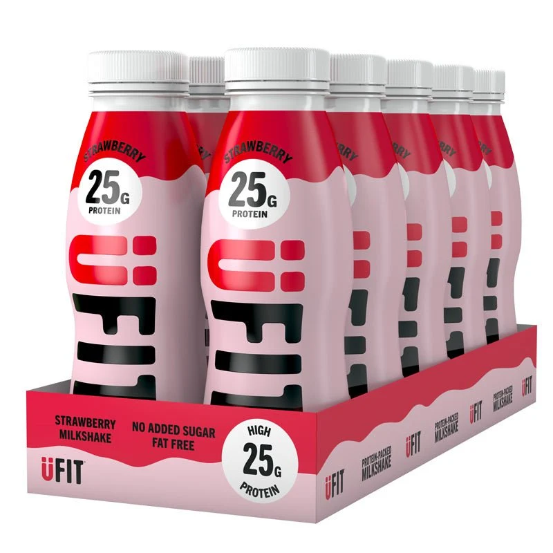 (Liquidation, À consommer de préférence avant juillet 2026) Boissons protéinées prêtes à boire UFIT à la fraise - 25 g de protéines