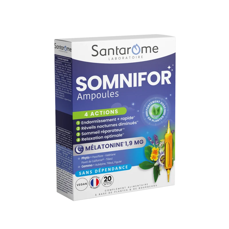 Somnifor 4 Actions - 20 ampoules Mélatonine