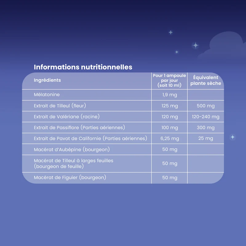 Somnifor 4 Actions - 20 ampoules Mélatonine