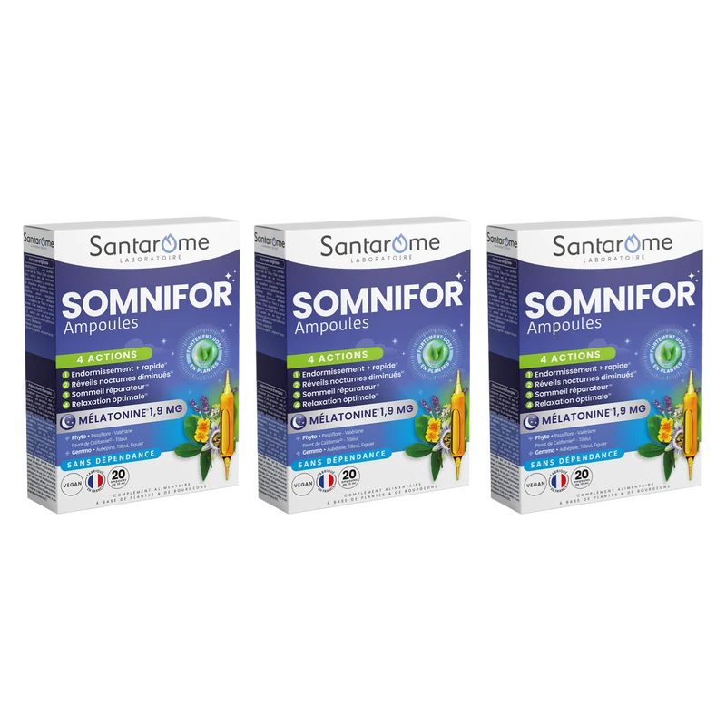 Somnifor 4 Actions - 20 ampoules Mélatonine