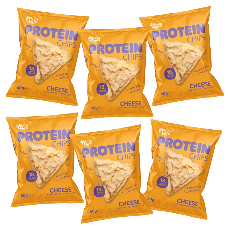 Chips protéinées maigres saveur fromage, lot de 6 x 60 g (18 g de protéines par paquet)