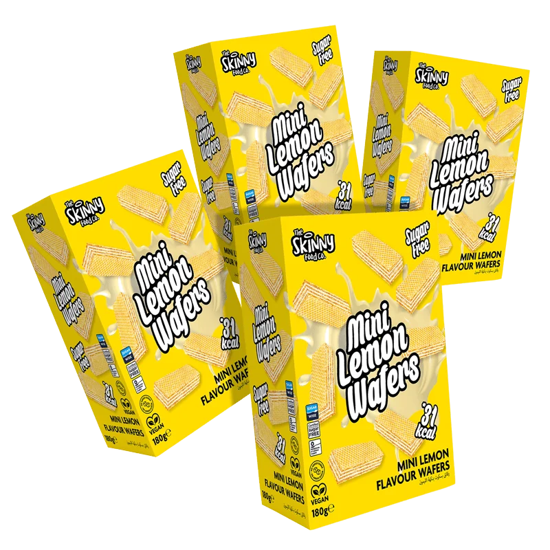 (Liquidation, À consommer de préférence avant le 26 février) Mini gaufrettes au citron Skinny, lot de 4 boîtes de 180 g