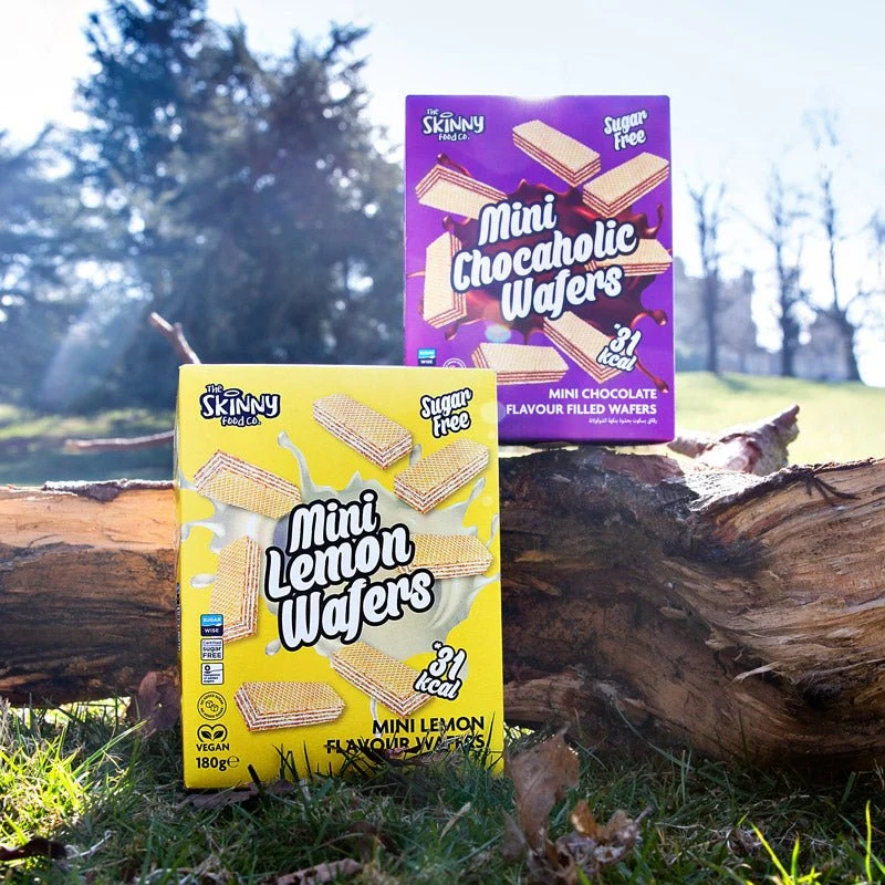 Mini gaufrettes maigres au chocolat et au citron, 180 g, lot de 4 boîtes de saveurs variées