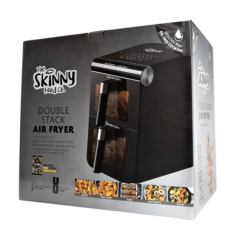 Friteuse à air double pile noire Skinny Food Co 11 litres (livre de recettes numérique gratuit) - Alternative Ninja