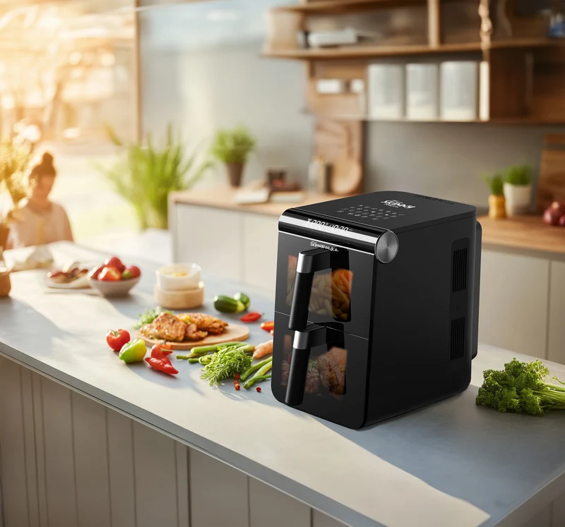 Friteuse à air double pile noire Skinny Food Co 11 litres (livre de recettes numérique gratuit) - Alternative Ninja