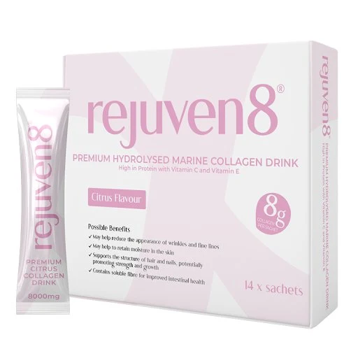 Boisson au collagène liquide marin hydrolysé Rejuven8 Premium 8000 mg, 14 sachets 14 x 30 ml (approvisionnement 14 jours)