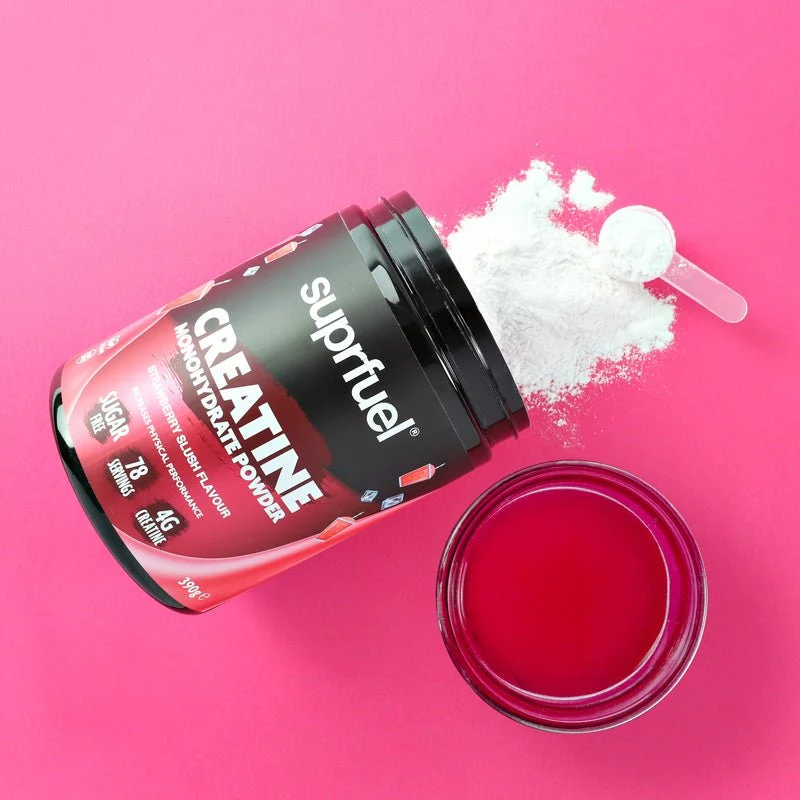 (Liquidation, À consommer de préférence avant le 26 mai) Suprfuel Créatine Monohydratation en poudre 390 g - Granité à la fraise (78 portions)