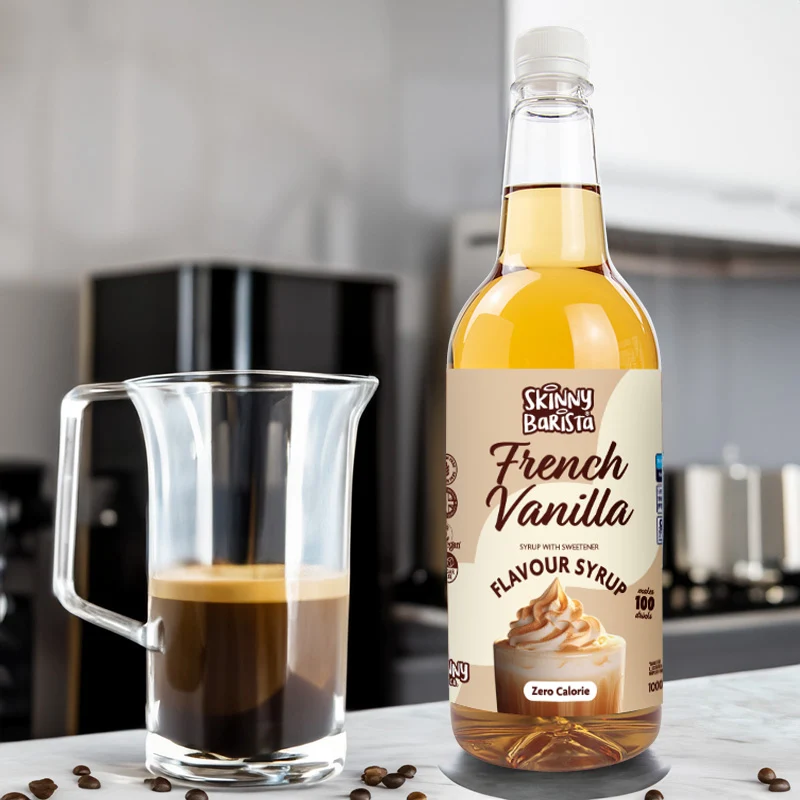 Sirop aromatisé à la vanille française Skinny Barista - Café léger sans sucre et sans calories - 1 litre