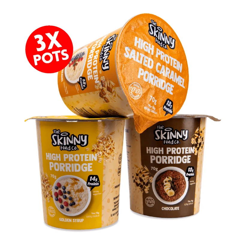 Paquet de pots de porridge maigres à haute teneur en protéines - 3 x 70g