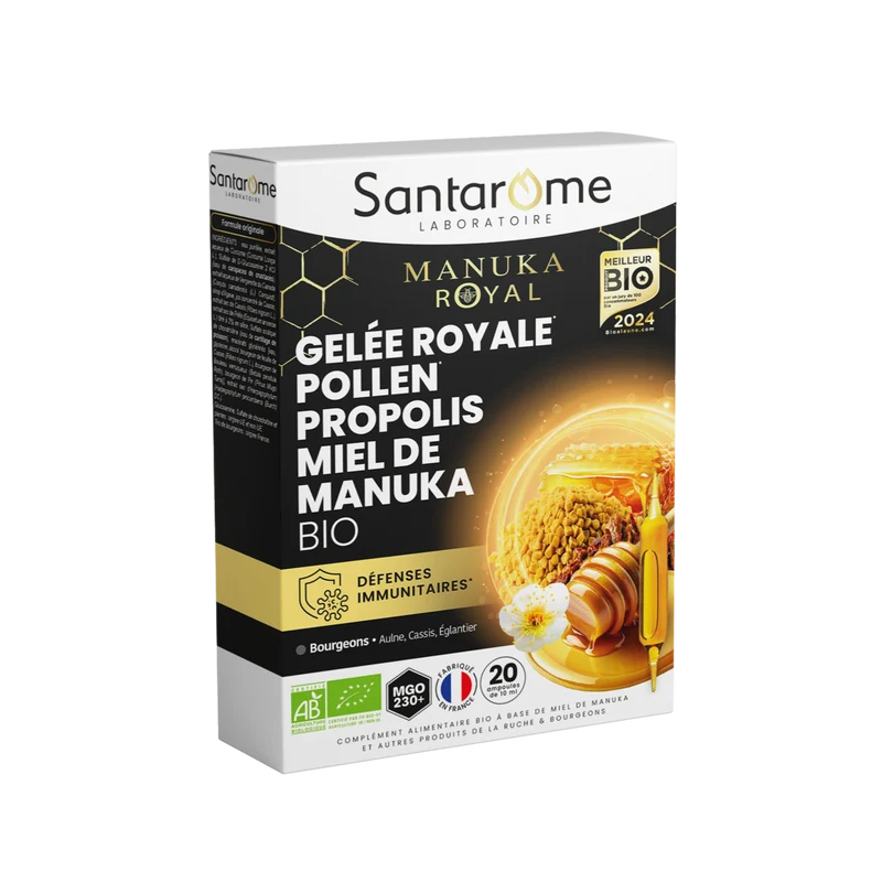 Gelée Royale Pollen Propolis Miel de Manuka Bio - 20 ampoules