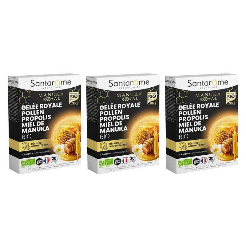 Gelée Royale Pollen Propolis Miel de Manuka Bio - 20 ampoules