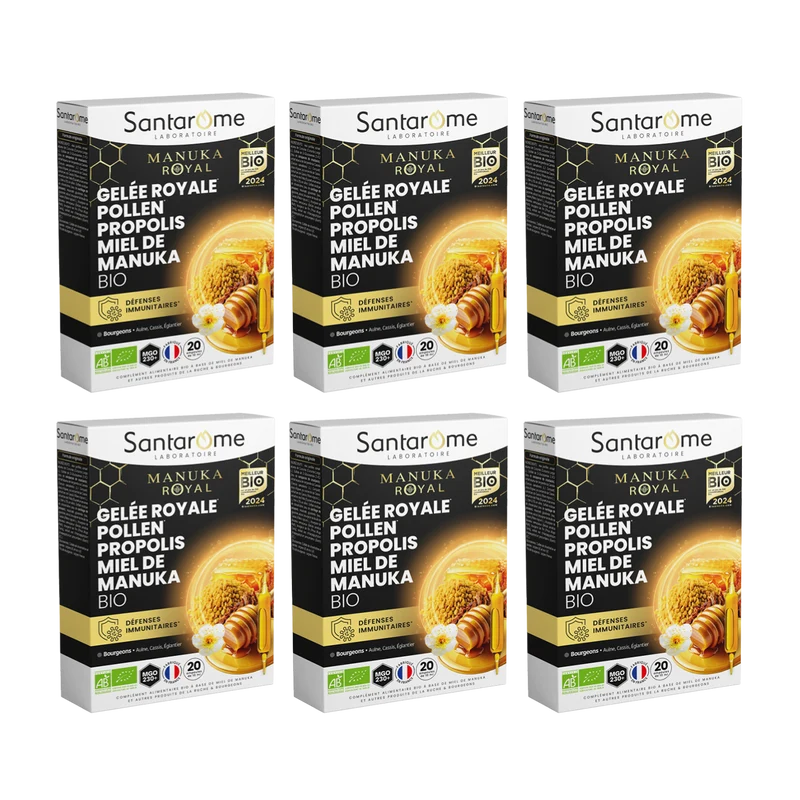 Gelée Royale Pollen Propolis Miel de Manuka Bio - 20 ampoules
