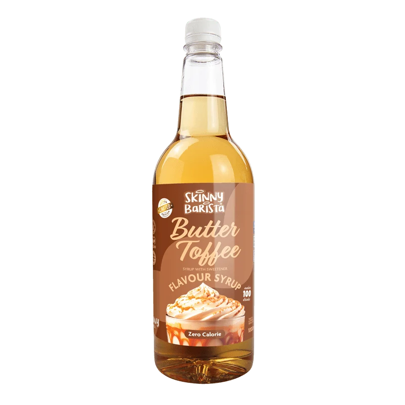 Sirop au beurre et caramel Skinny Barista - Sirop de café Skinny sans sucre - 1 litre (édition limitée)
