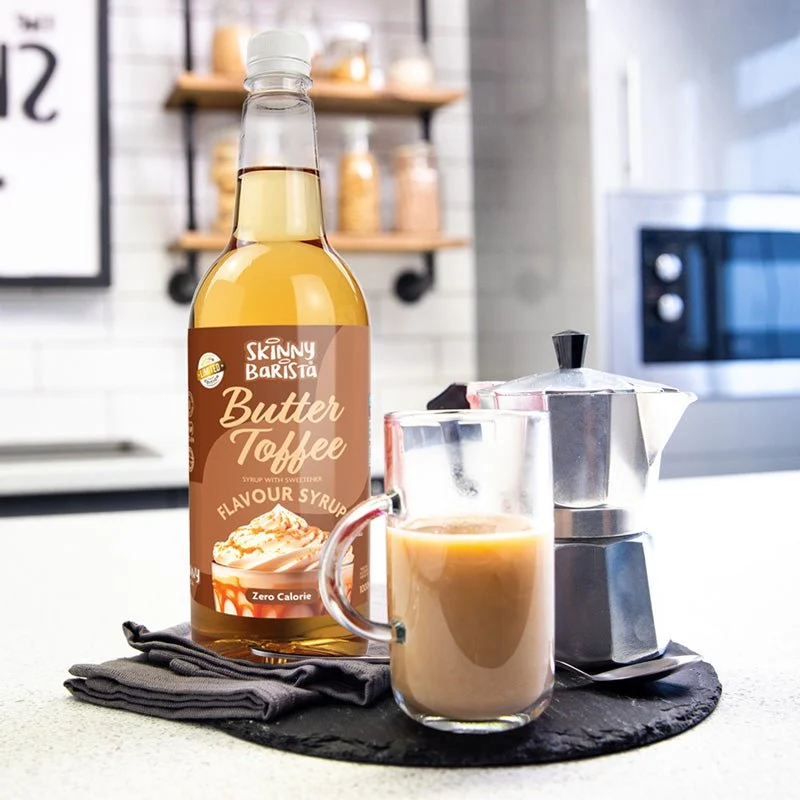 Sirop au beurre et caramel Skinny Barista - Sirop de café Skinny sans sucre - 1 litre (édition limitée)